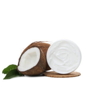 Natural cosmetic concept coconut cosmetic, isolated on white background