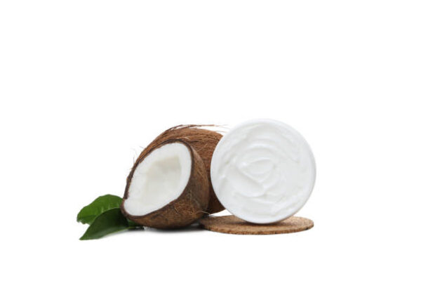 Natural cosmetic concept coconut cosmetic, isolated on white background
